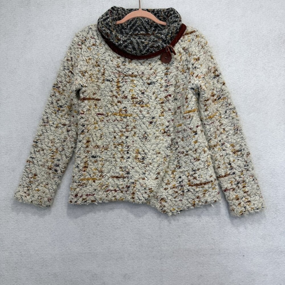 Maria Sole Sweater Womens Small White Cowl Neck Cozy Boucle Knit Pullover Italy